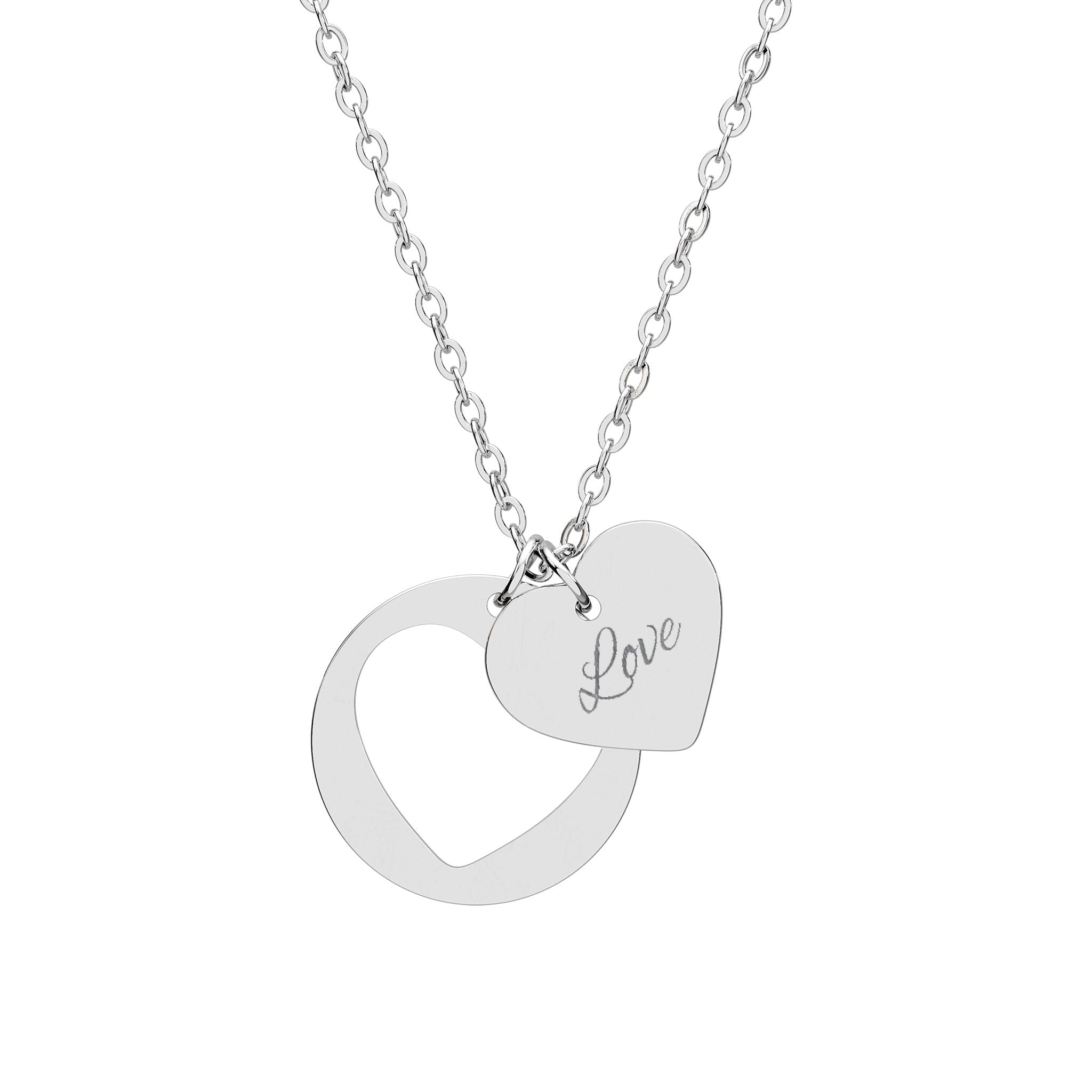 Pendentif en forme de coeur pour femme acier inoxydable  et or 18 carats