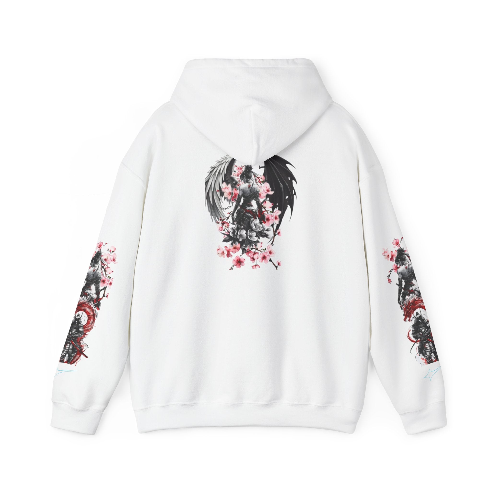 Sweat à capuche Unisexe - Crâne Ange et Démon — Sweat-shirt à motif Fleurs de Cerisier Gothiques