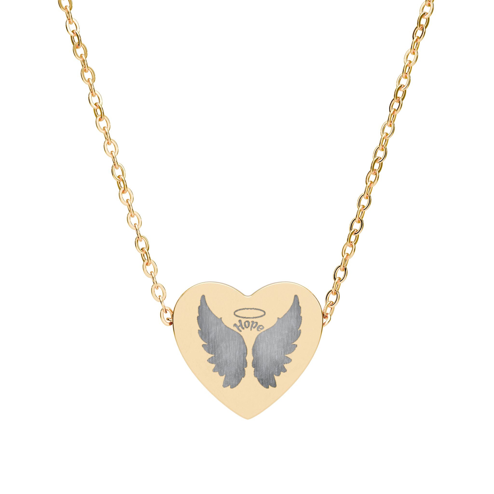 Collier Cœur Ailes d'Ange Gravées '' Hope ''