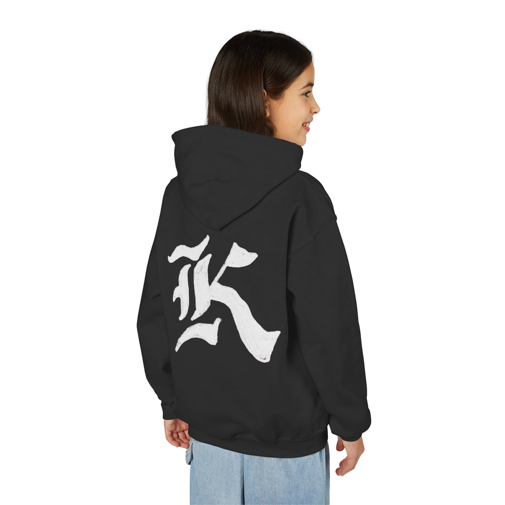 Sweat à capuche noir pour enfant avec motif « K »