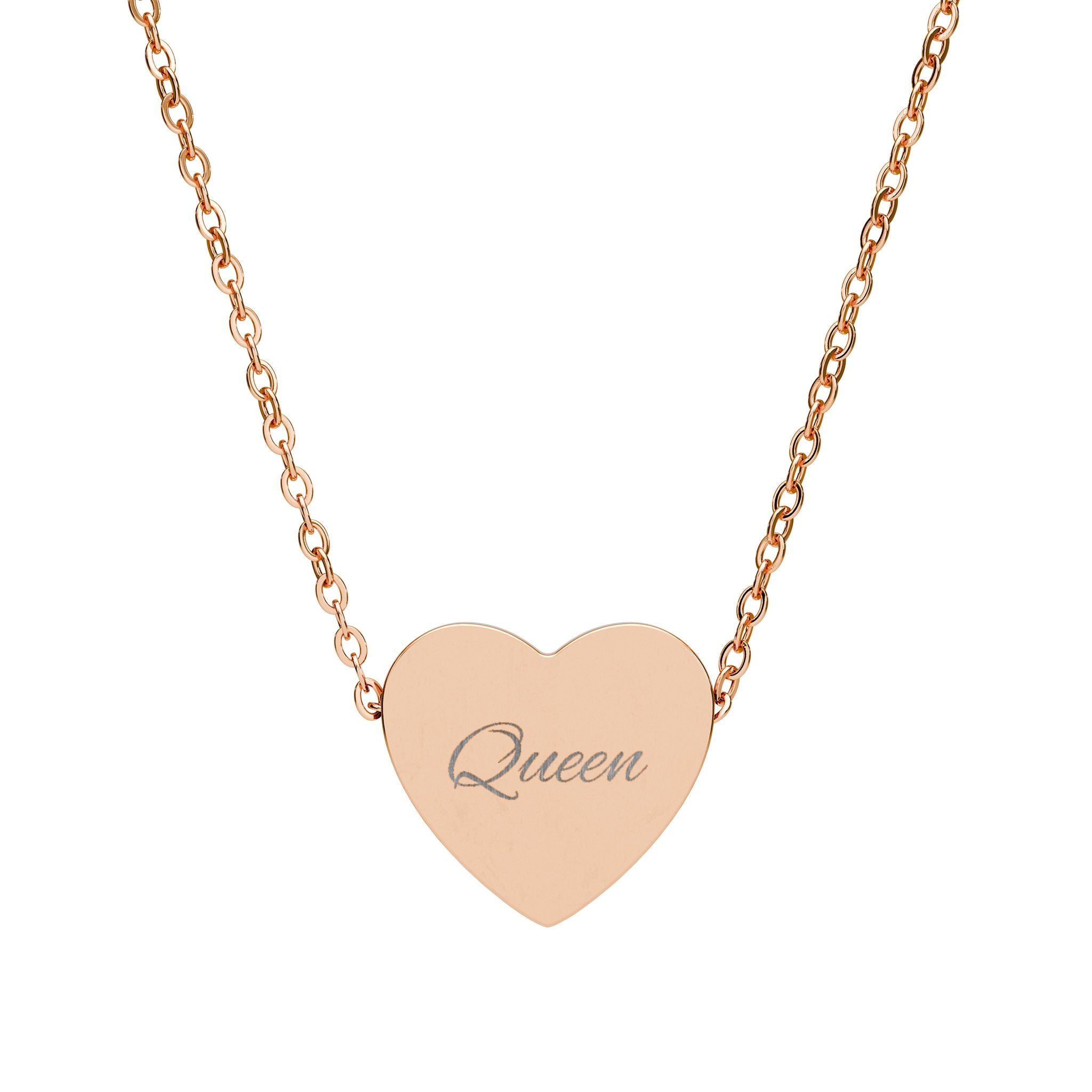 Collier Cœur « Queen » gravé 18 carrat +2