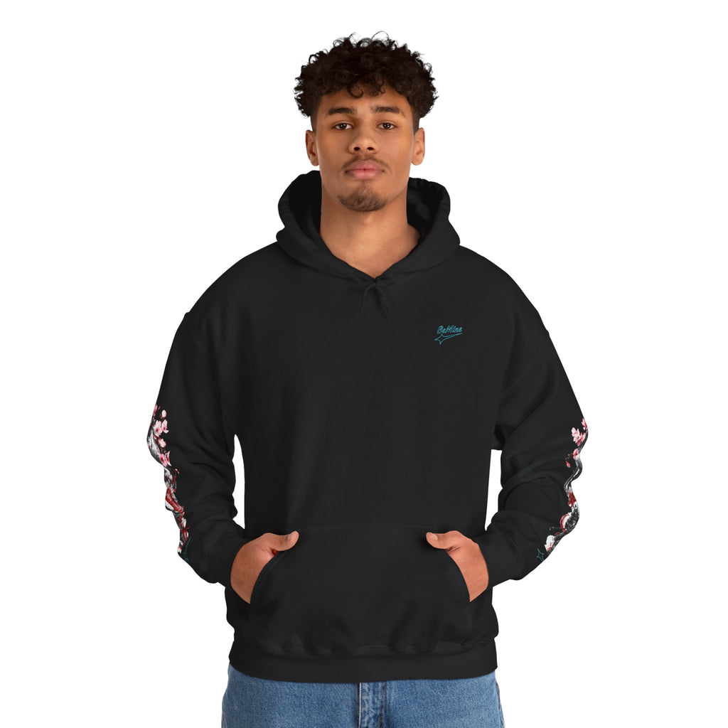 Sweat à capuche Unisexe - Crâne Ange et Démon — Sweat-shirt à motif Fleurs de Cerisier Gothiques