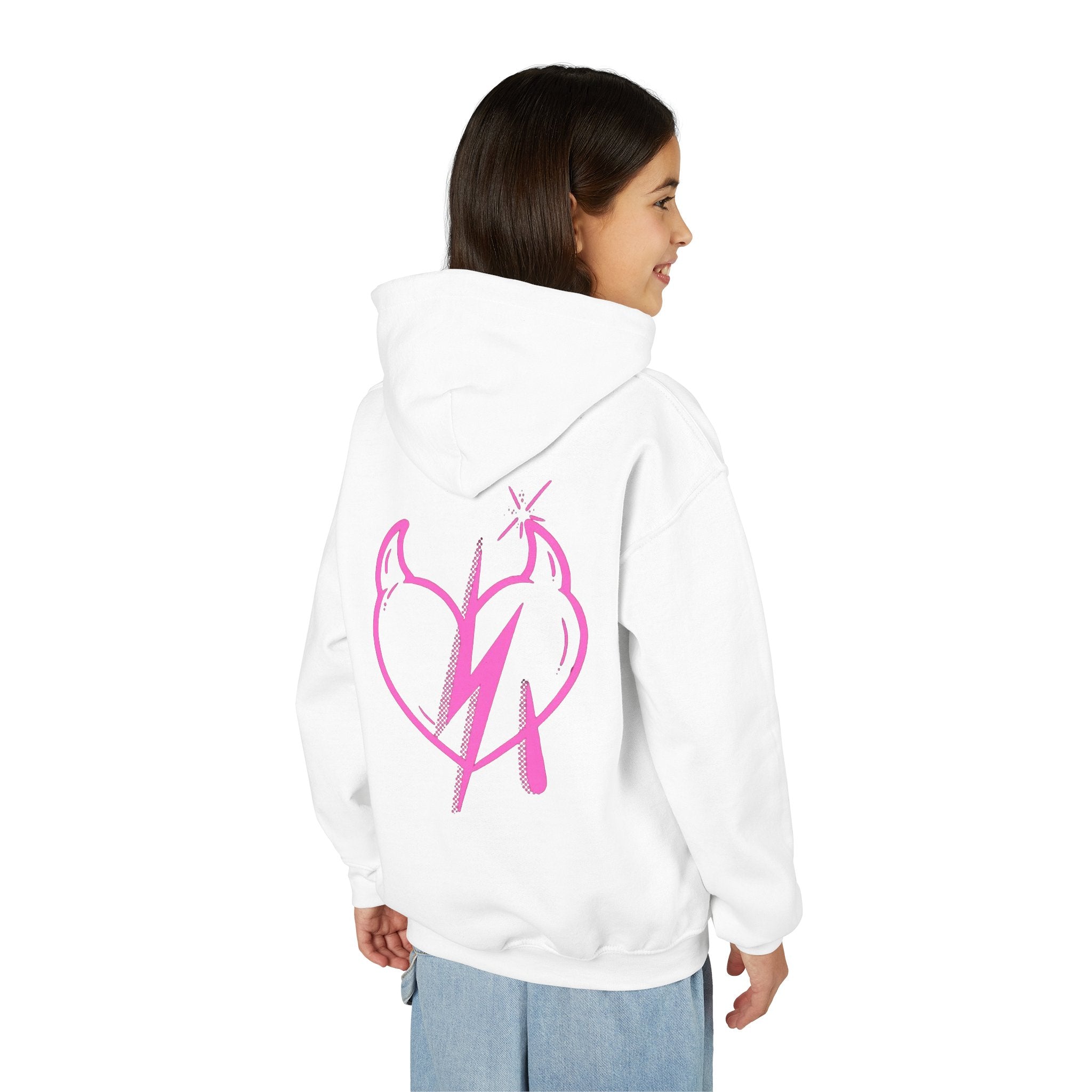 Sweat à capuche pour fille Motif cœur éclair rose