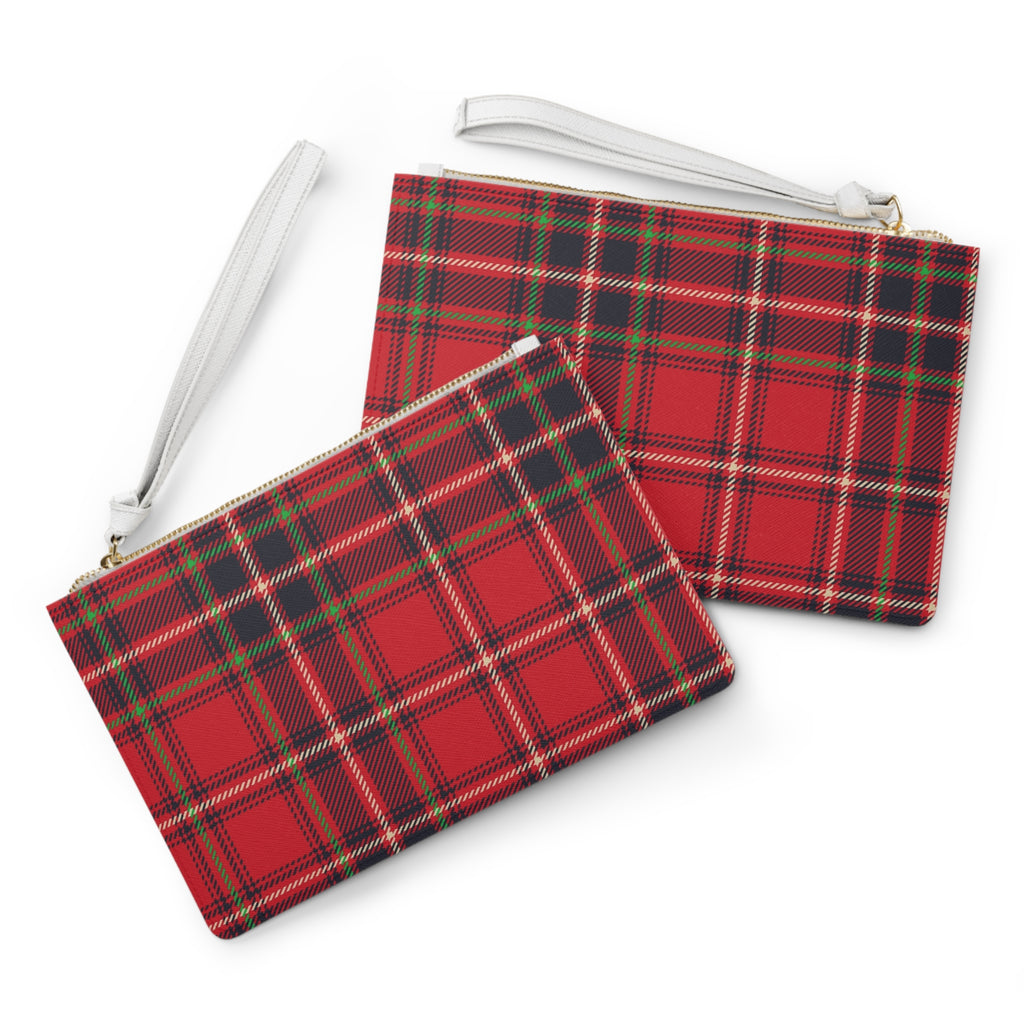 Pochette à carreaux tartan rouge
