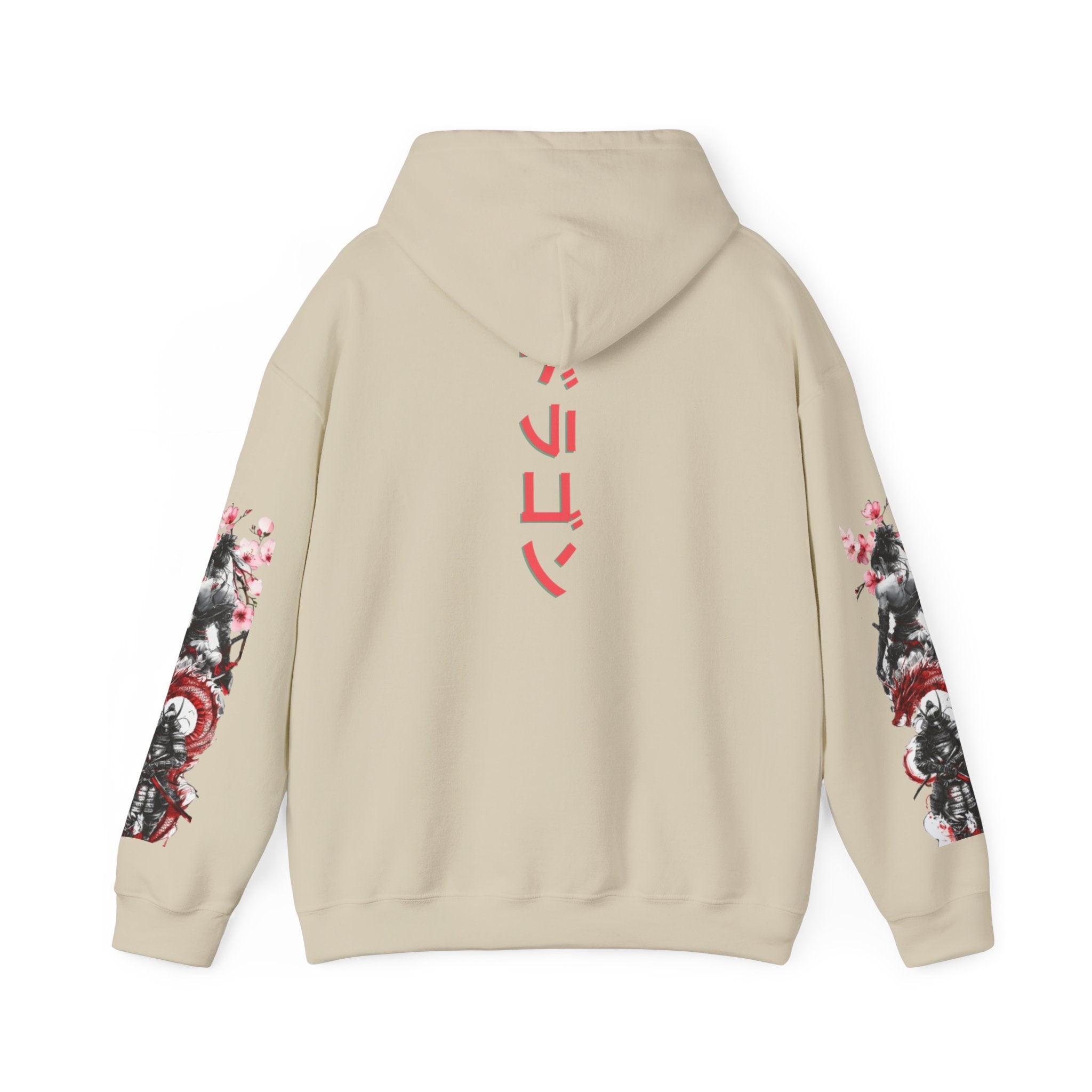 Sweat à capuche Unisexe -  japonais à manches dragon avec kanji de fleur de cerisier