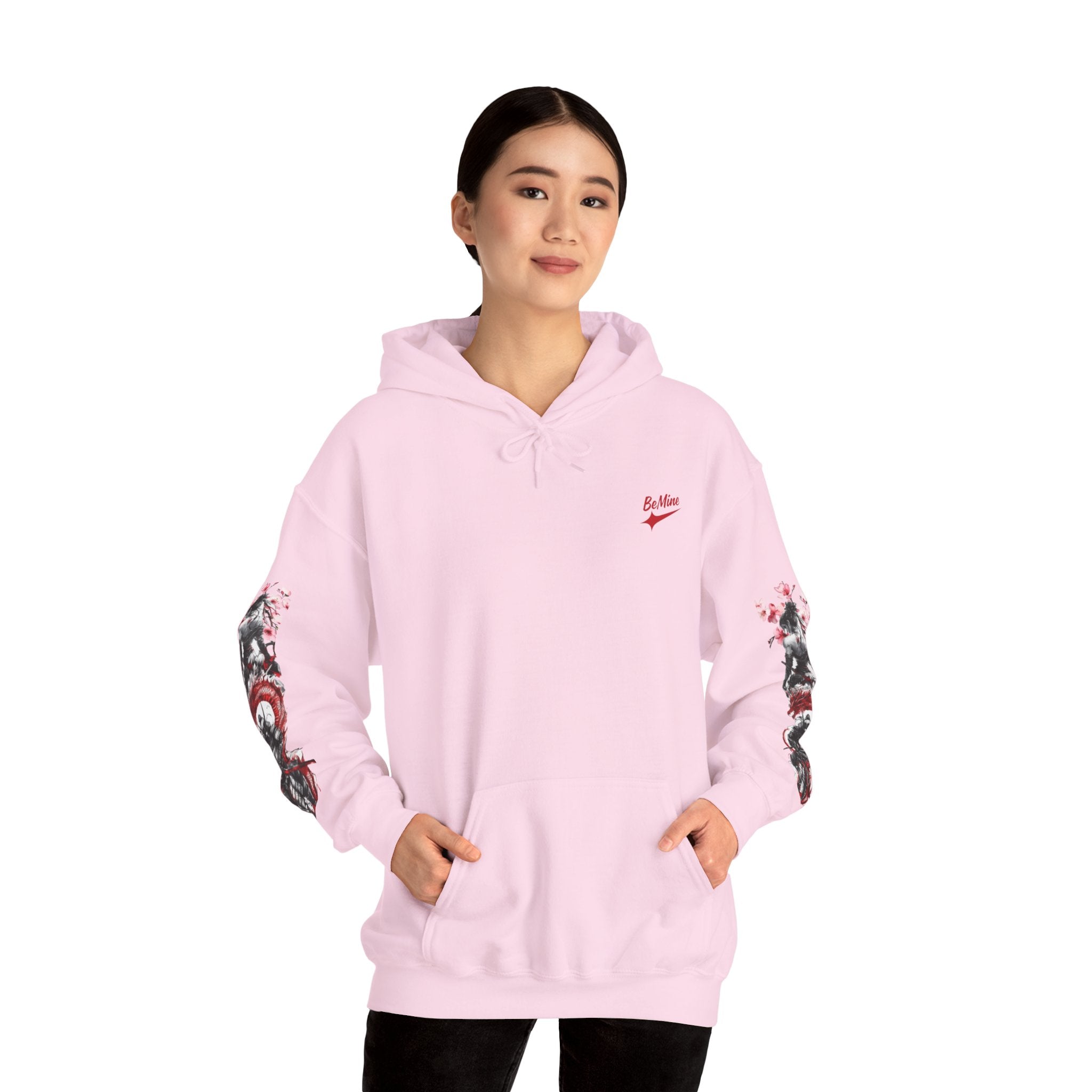 Sweat à capuche Unisexe -  japonais à manches dragon avec kanji de fleur de cerisier