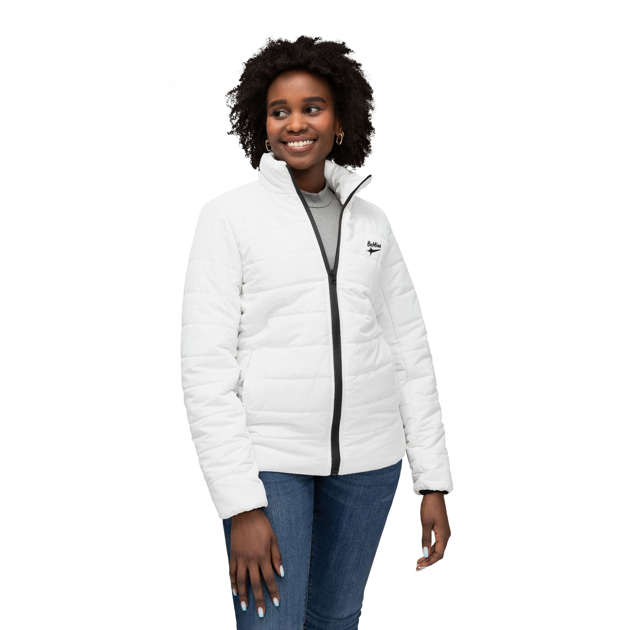 Manteau d'hiver blanc matelassée pour femme