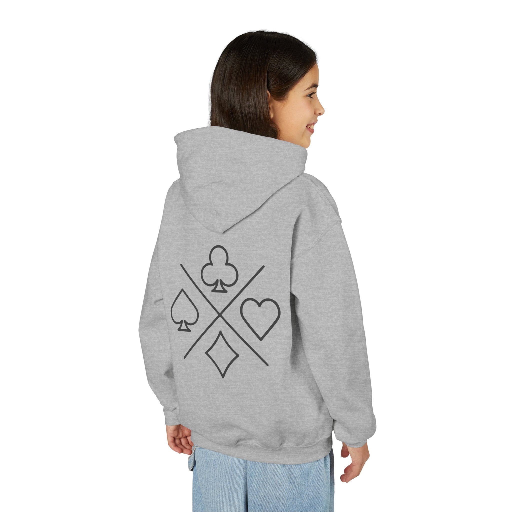 Sweat à capuche épais pour enfant avec symbole de jeux de carte